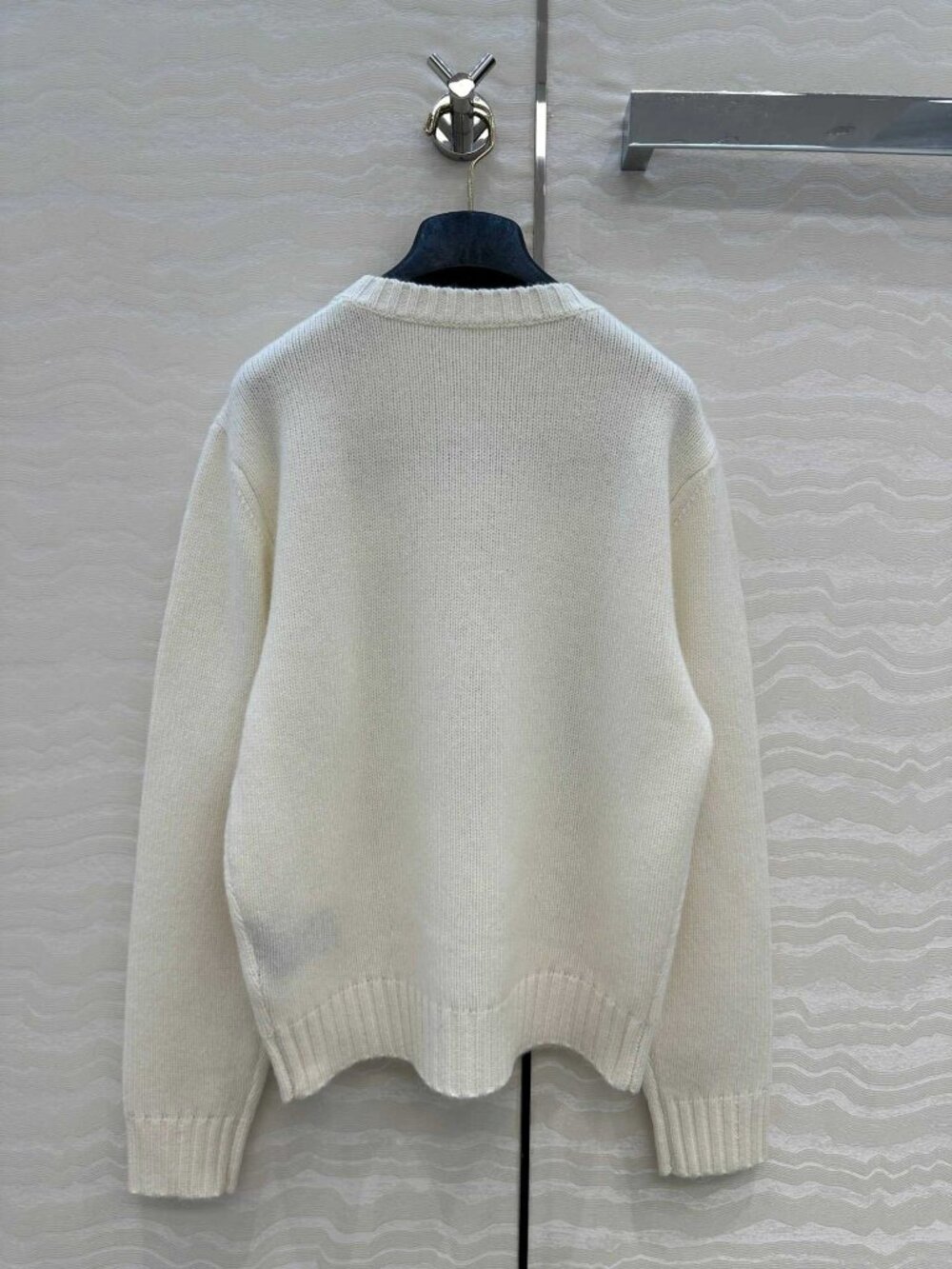 Polo Ralph Lauren Cream White Fancy Trench Coat Bear Embroidery Crewneck Sweater - Picture 2 of 7